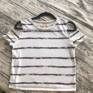 Hollister Cold-Shoulder Top - EUC - B/W striped M